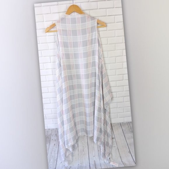 Icing Pink & Gray Plaid Duster Vest NWT - Picture 3 of 3